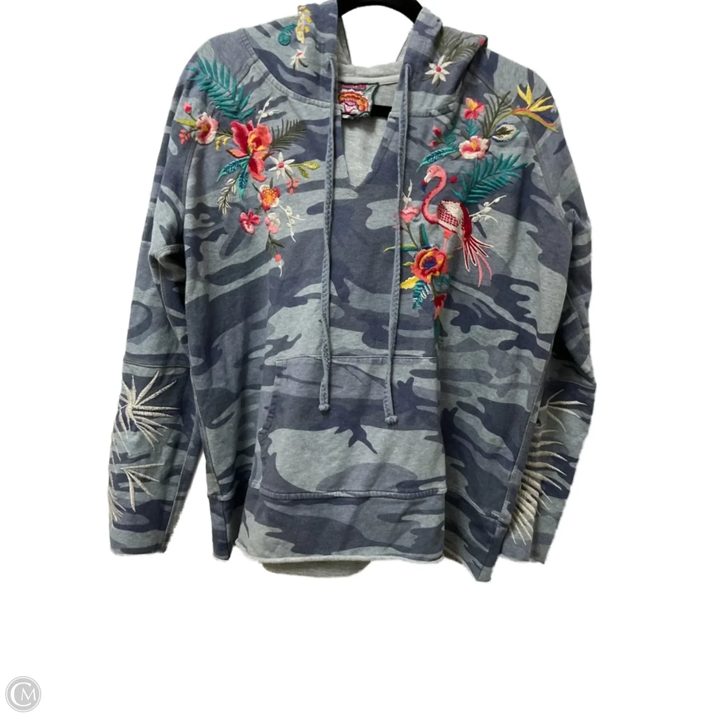 Sweatshirt Hoodie By Johnny Was In Camouflage Print, Size: L