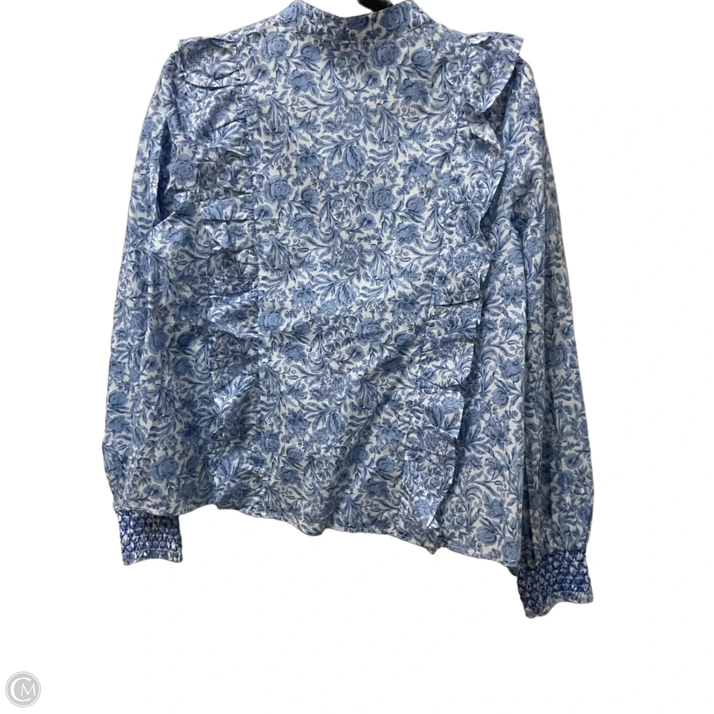 Blouse Long Sleeve By Cmc In Blue & White, Size: S