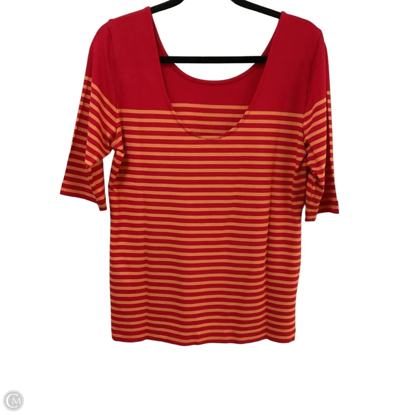Top 3/4 Sleeve Basic By Soft Surroundings In Orange & Pink, Size: M