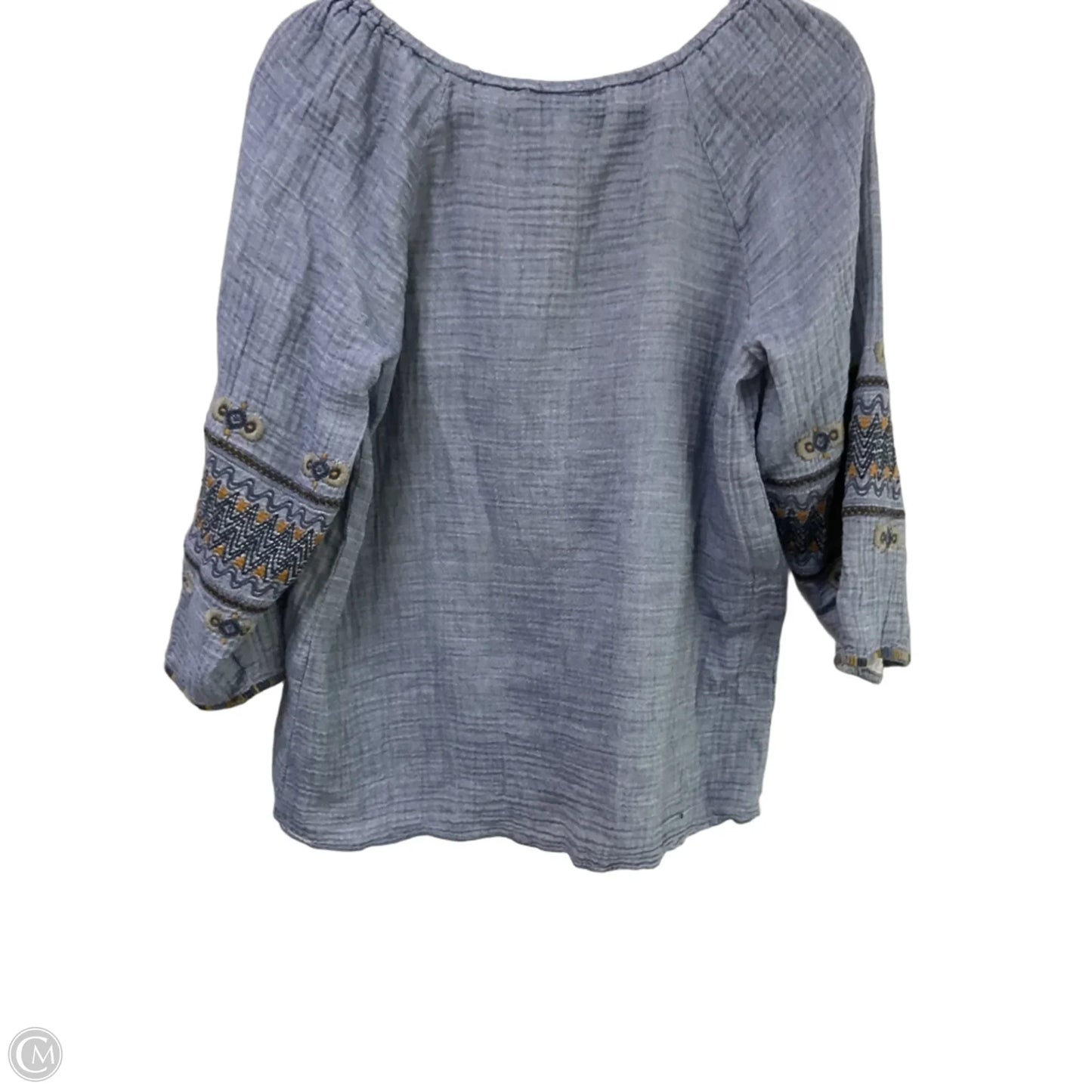 Top 3/4 Sleeve By Johnny Was In Blue Denim, Size: M