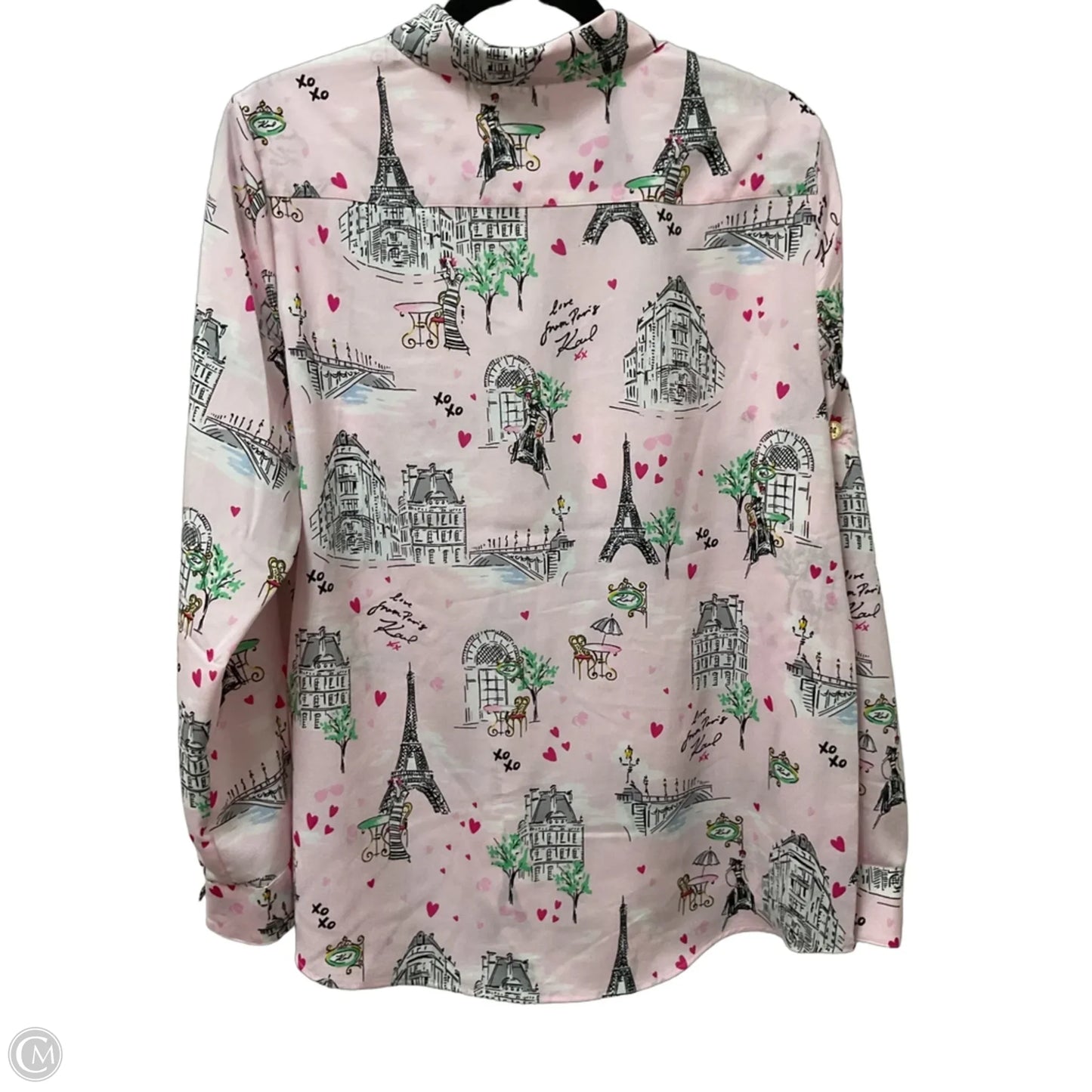 Top Long Sleeve Designer By Karl Lagerfeld In Pink, Size: L