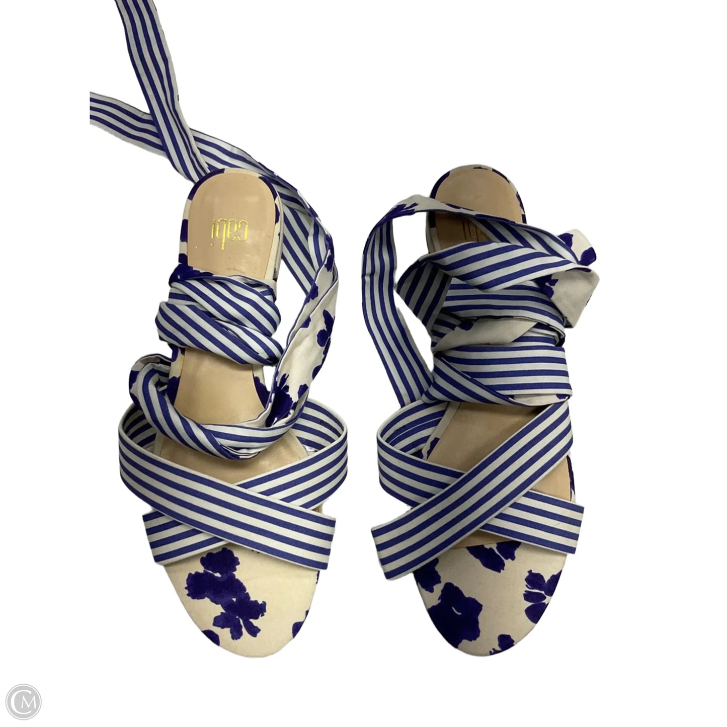 Sandals Flats By Cabi In Blue & White, Size: 8