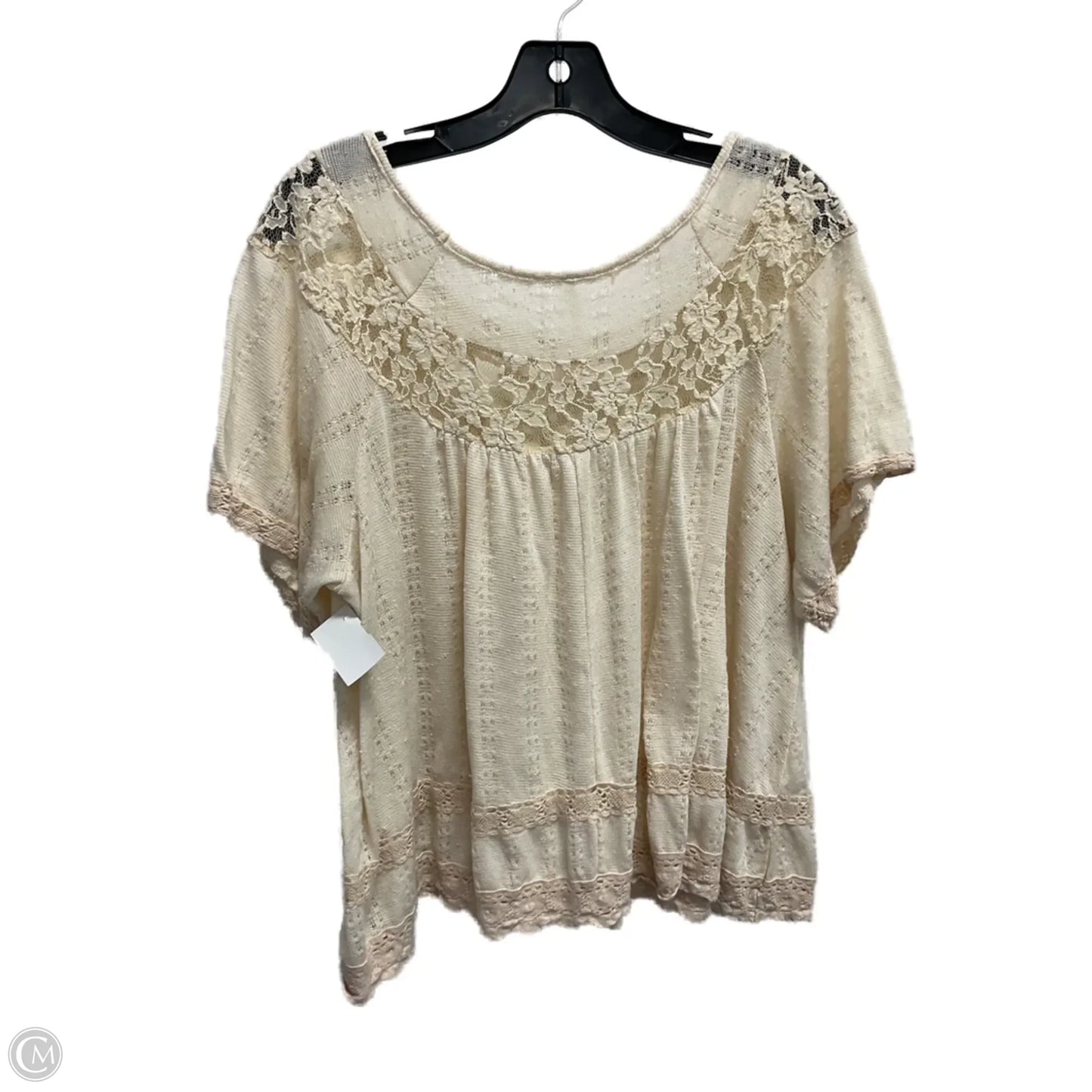 Top Short Sleeve By Free People In Cream, Size: L