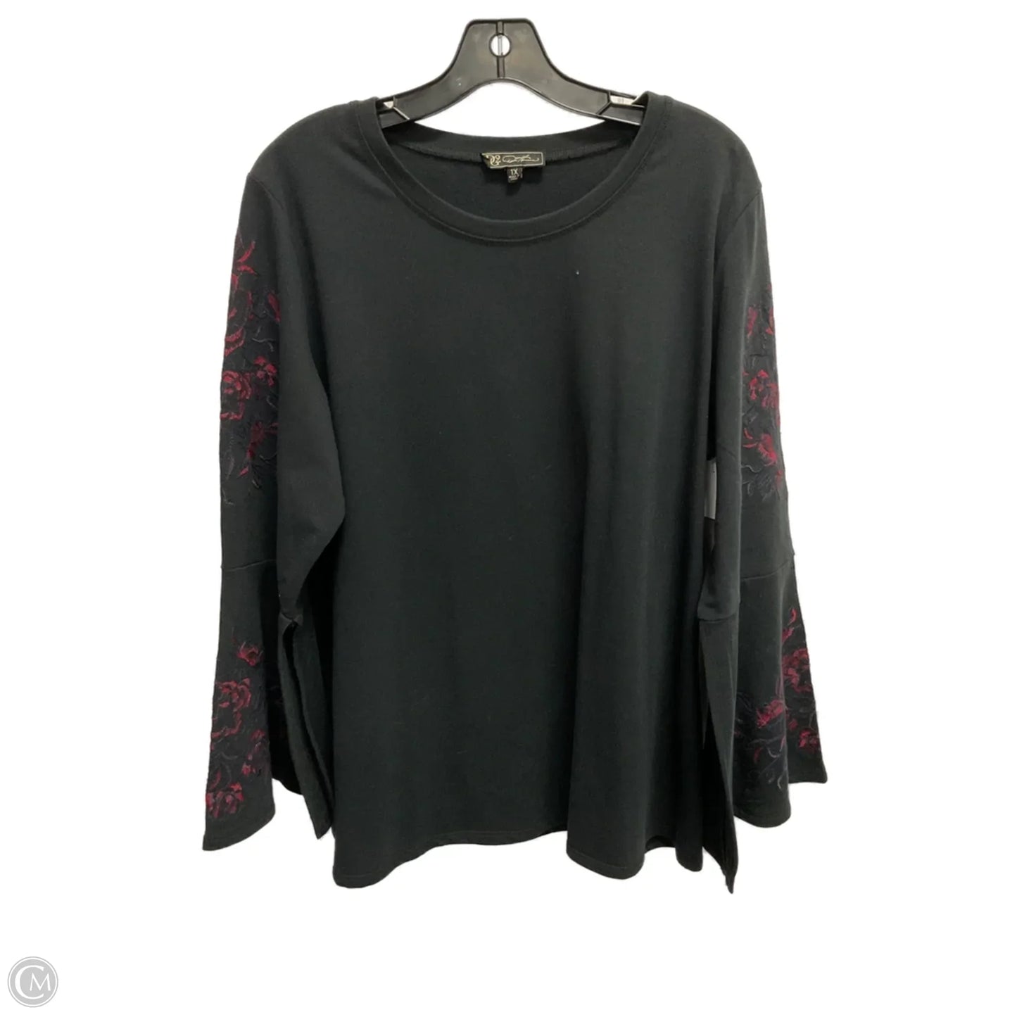 Top Long Sleeve By Dg2 In Black, Size: 1x