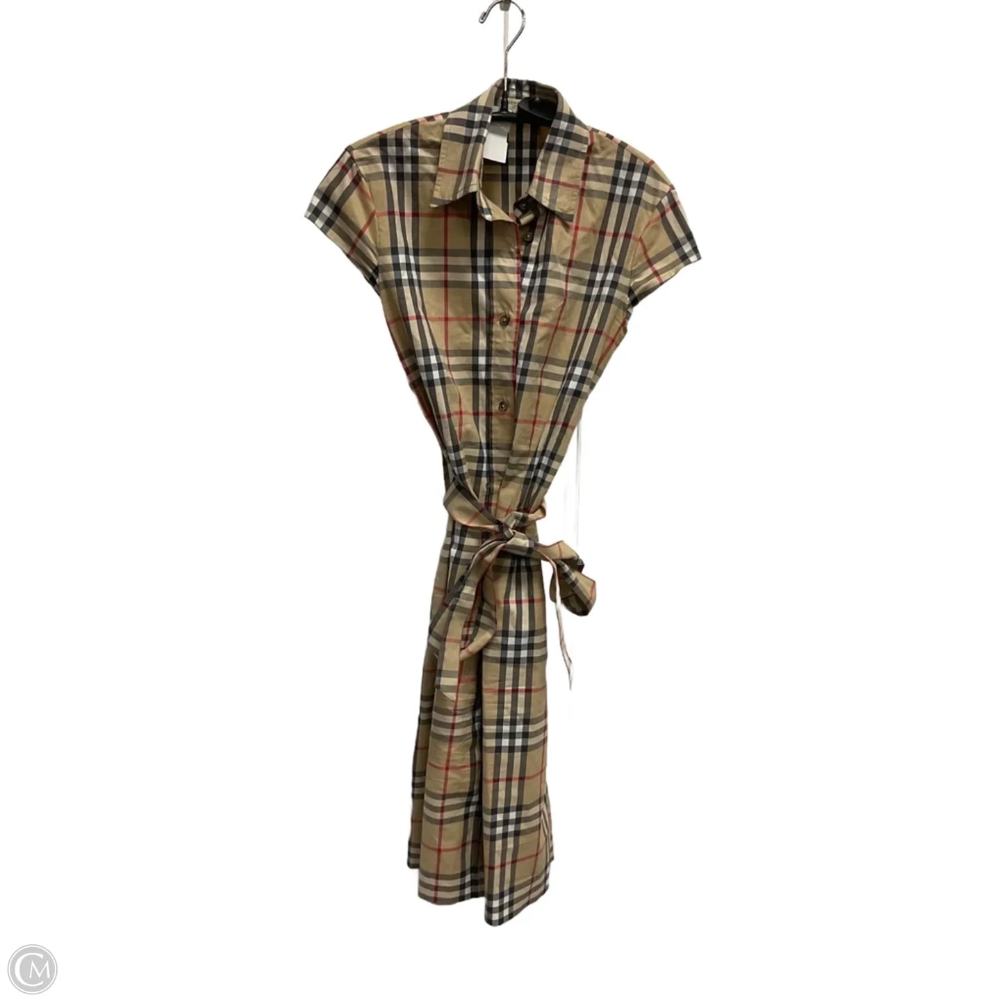 Dress Luxury Designer By Burberry In Plaid Pattern, Size: S