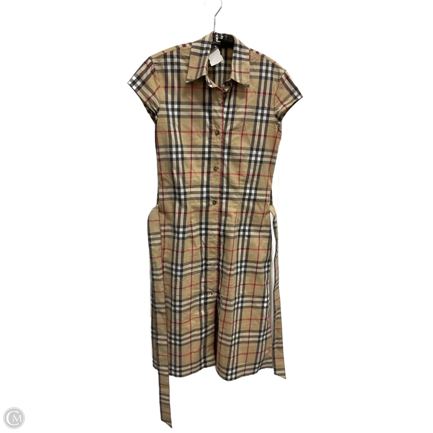 Dress Luxury Designer By Burberry In Plaid Pattern, Size: S
