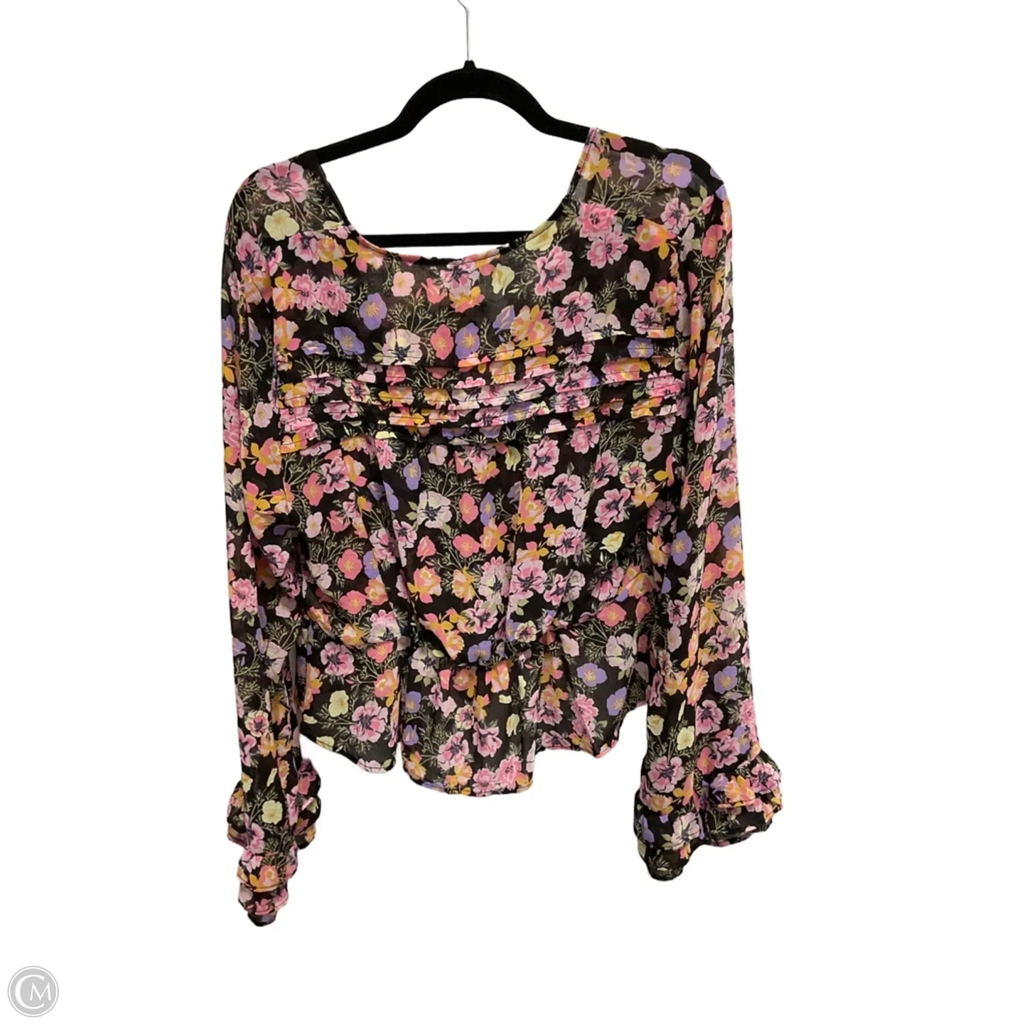 Blouse Long Sleeve By Free People In Floral Print, Size: L