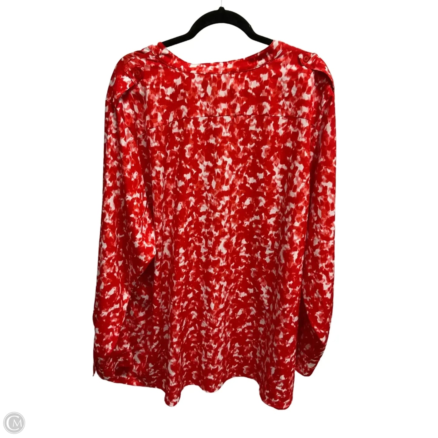 Blouse Long Sleeve By Calvin Klein In Red, Size: 3x