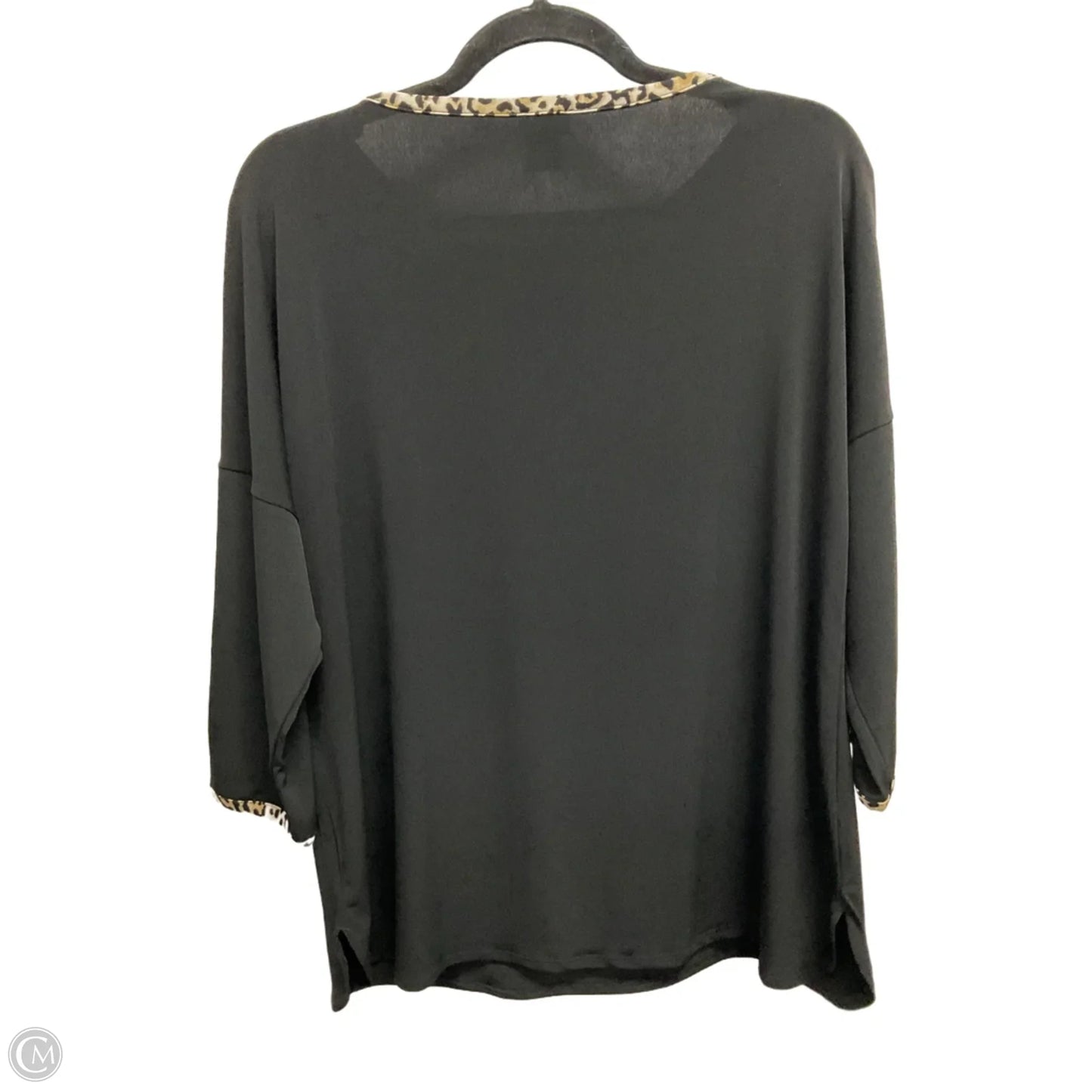 Top 3/4 Sleeve By Chicos In Black, Size: L