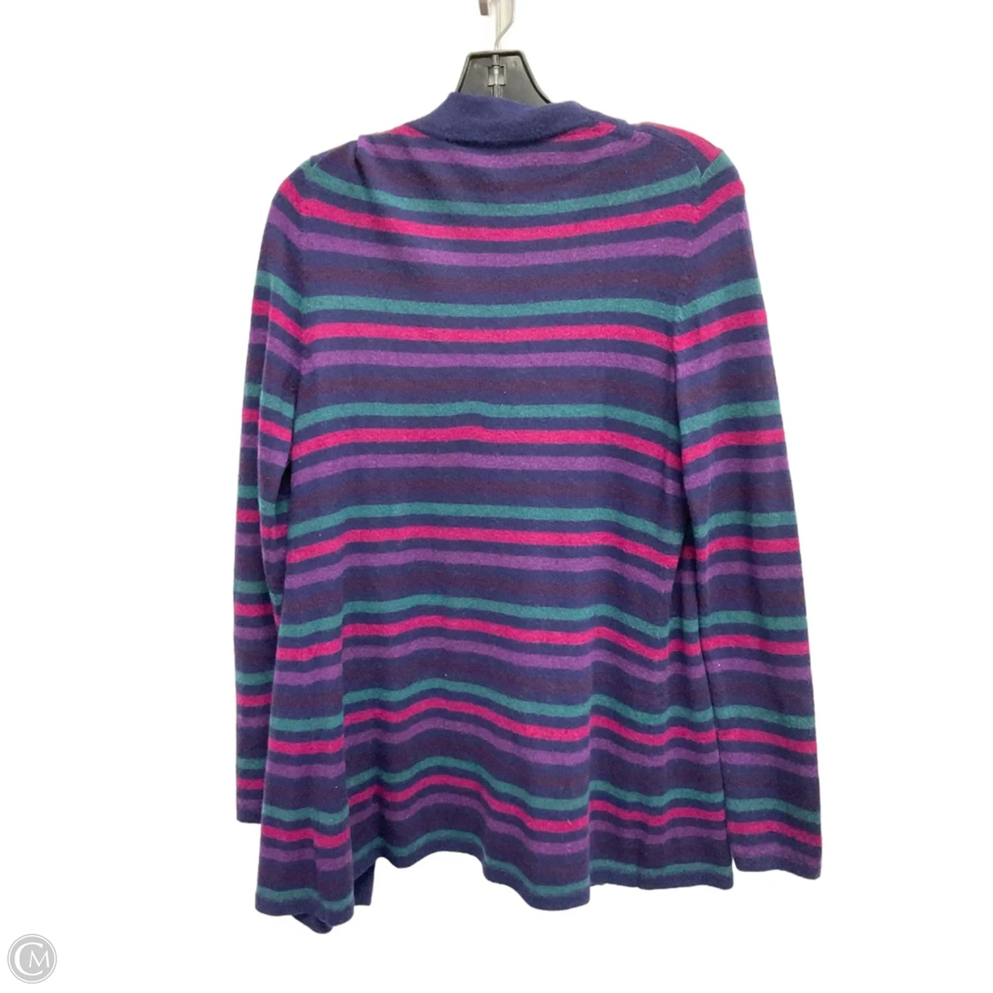 Sweater Cardigan By Talbots In Striped Pattern, Size: S