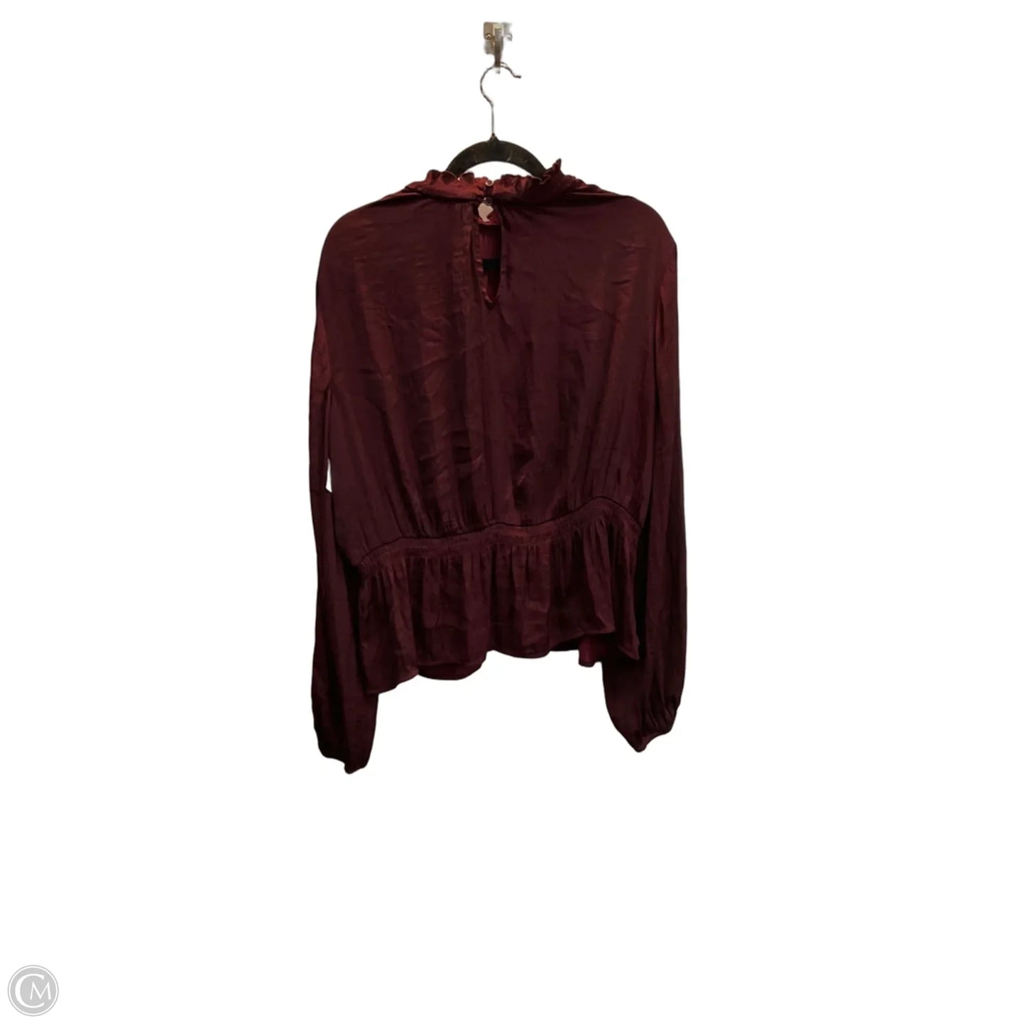 Blouse Long Sleeve By Nine West In Maroon, Size: Xxl
