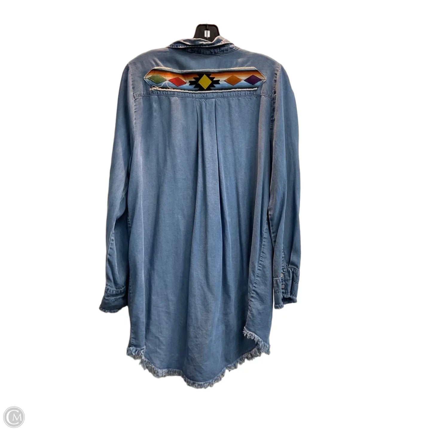 Tunic Long Sleeve By Zenana In Blue Denim, Size: L