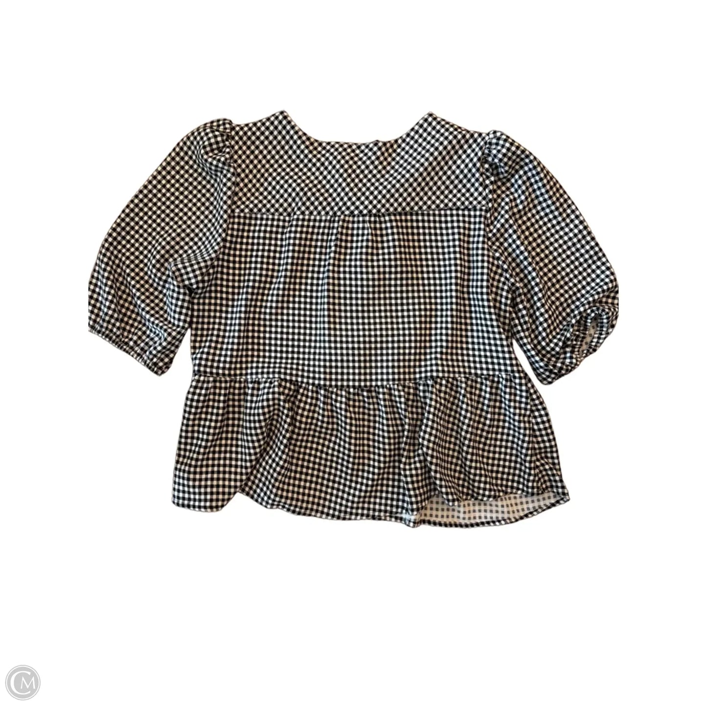 Top Short Sleeve By Monteau In Checkered Pattern, Size: Xl