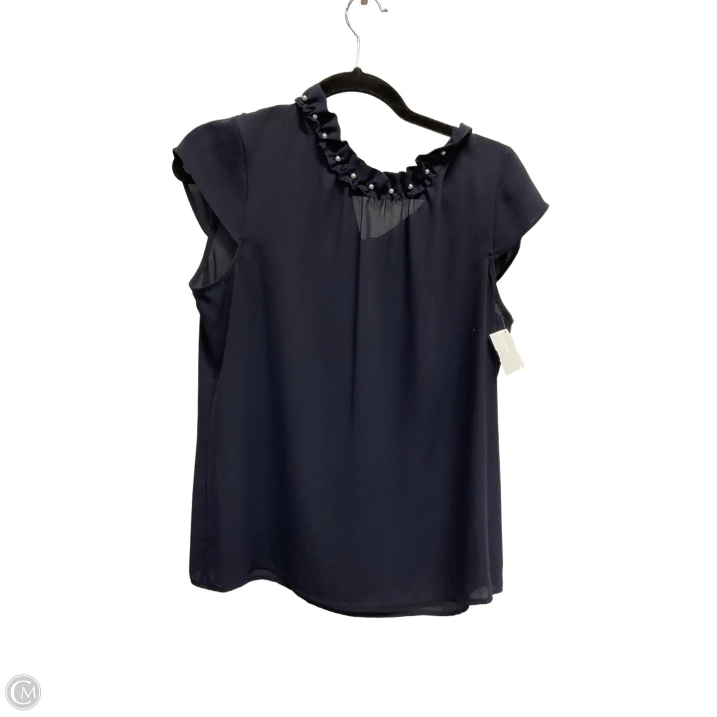 Top Short Sleeve Designer By Karl Lagerfeld In Navy, Size: M