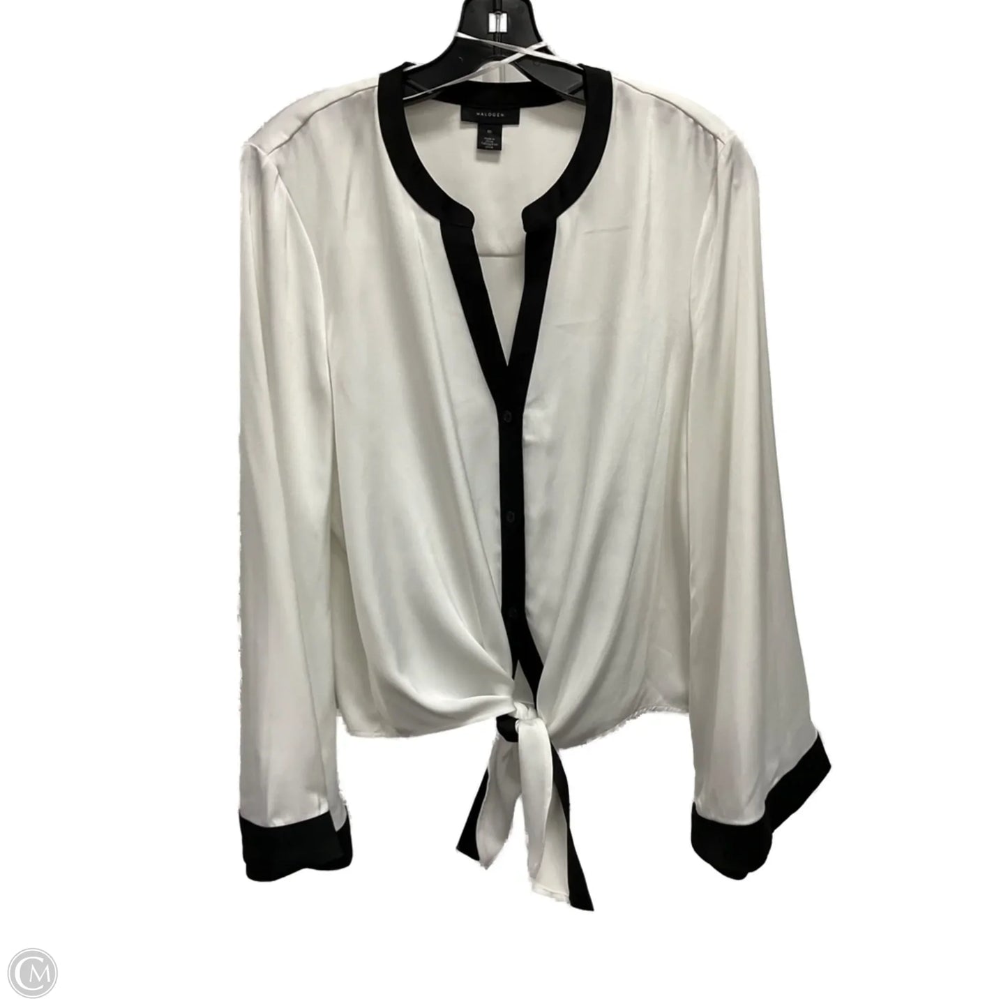 Blouse Long Sleeve By Halogen In Black & White, Size: M