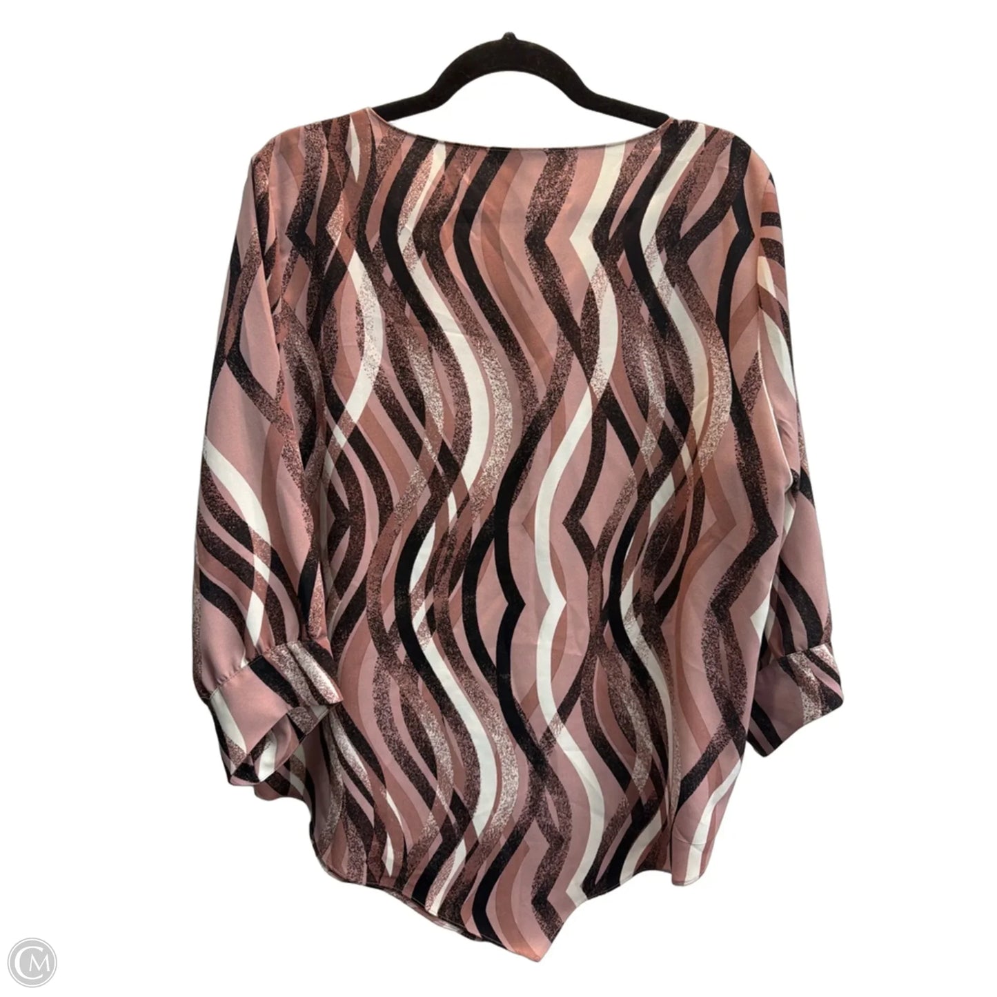 Blouse Long Sleeve By Alfani In Black & Pink, Size: L