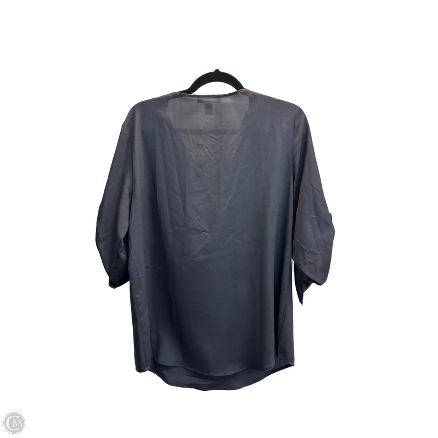 Blouse Long Sleeve By Calvin Klein In Grey, Size: L