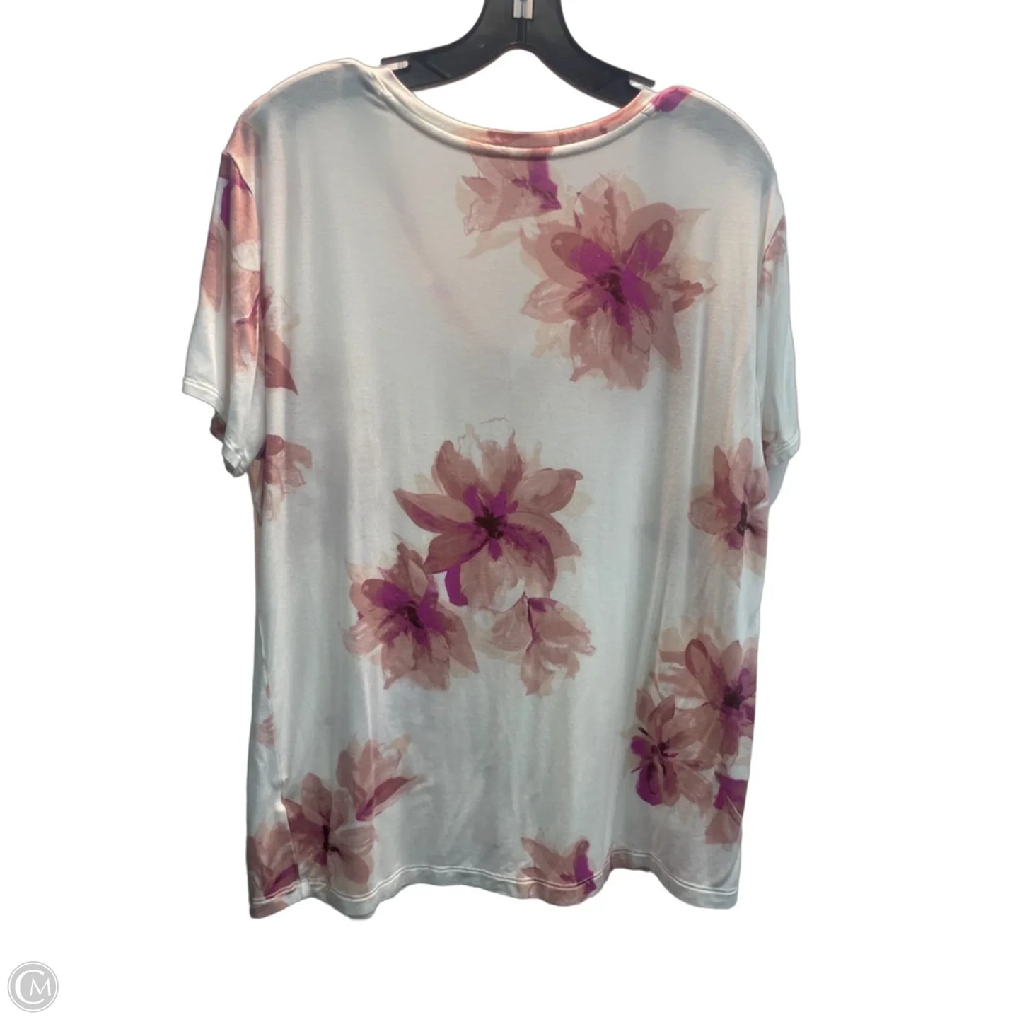 Top Short Sleeve By Nine West In Floral Print, Size: L