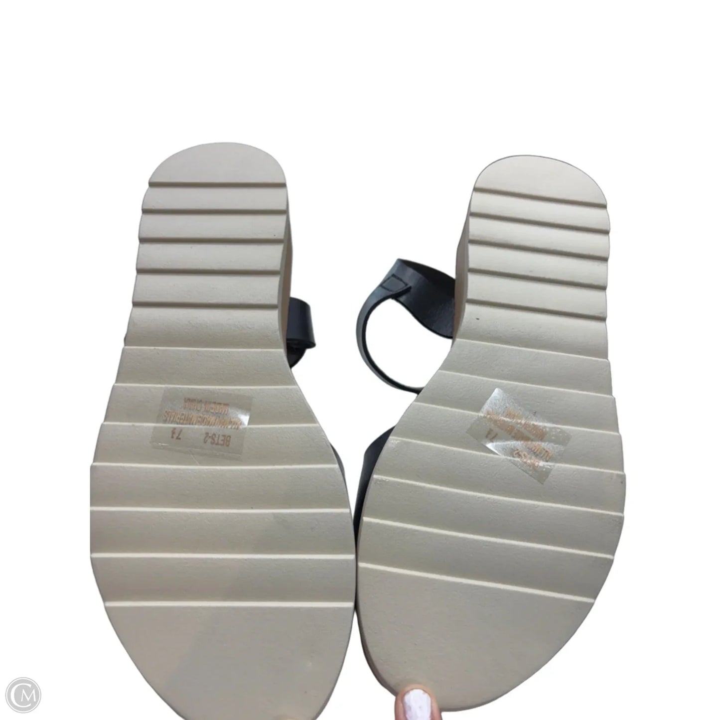 Sandals Heels Wedge By Clothes Mentor In Black, Size: 7.5