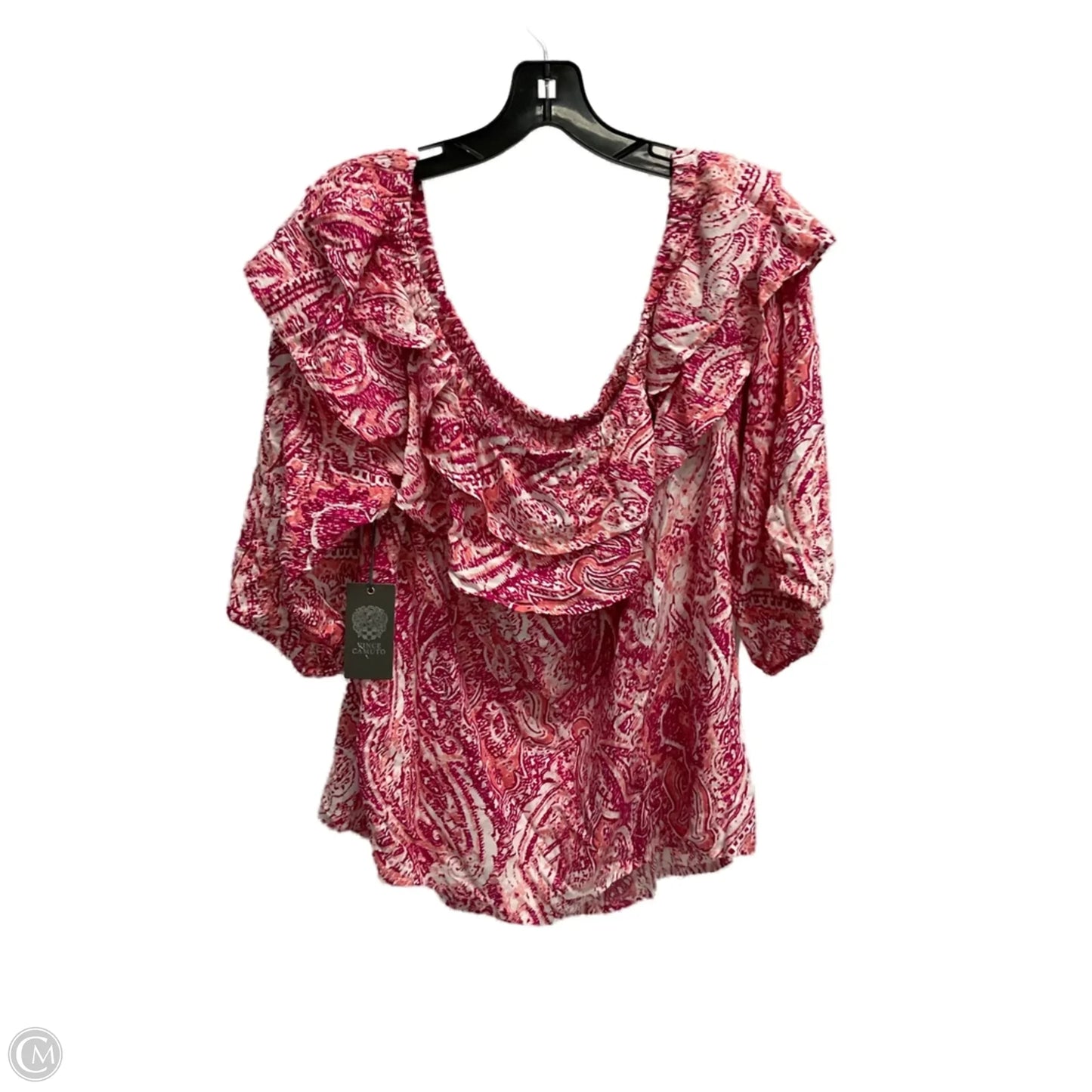Top 3/4 Sleeve By Vince Camuto In Pink & White, Size: Xl