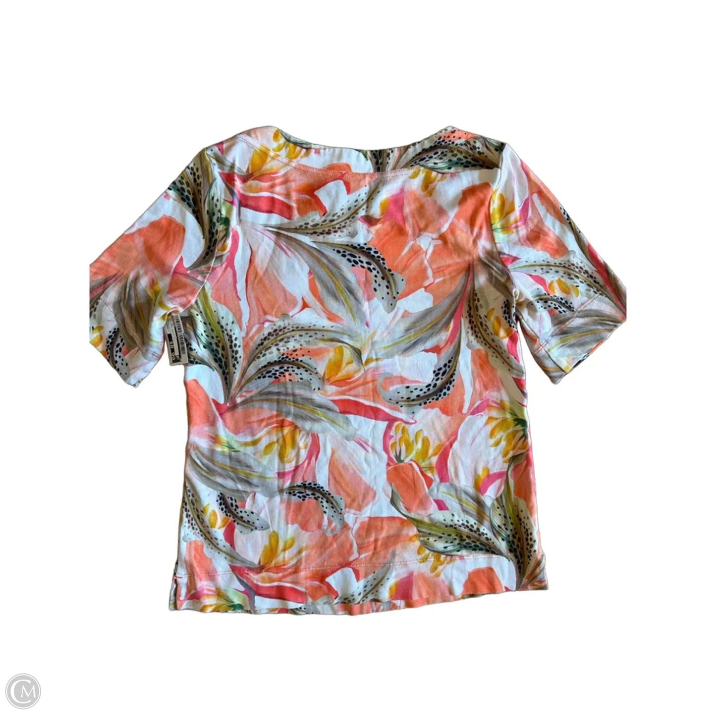 Top Short Sleeve By Chicos In Tropical Print, Size: Small