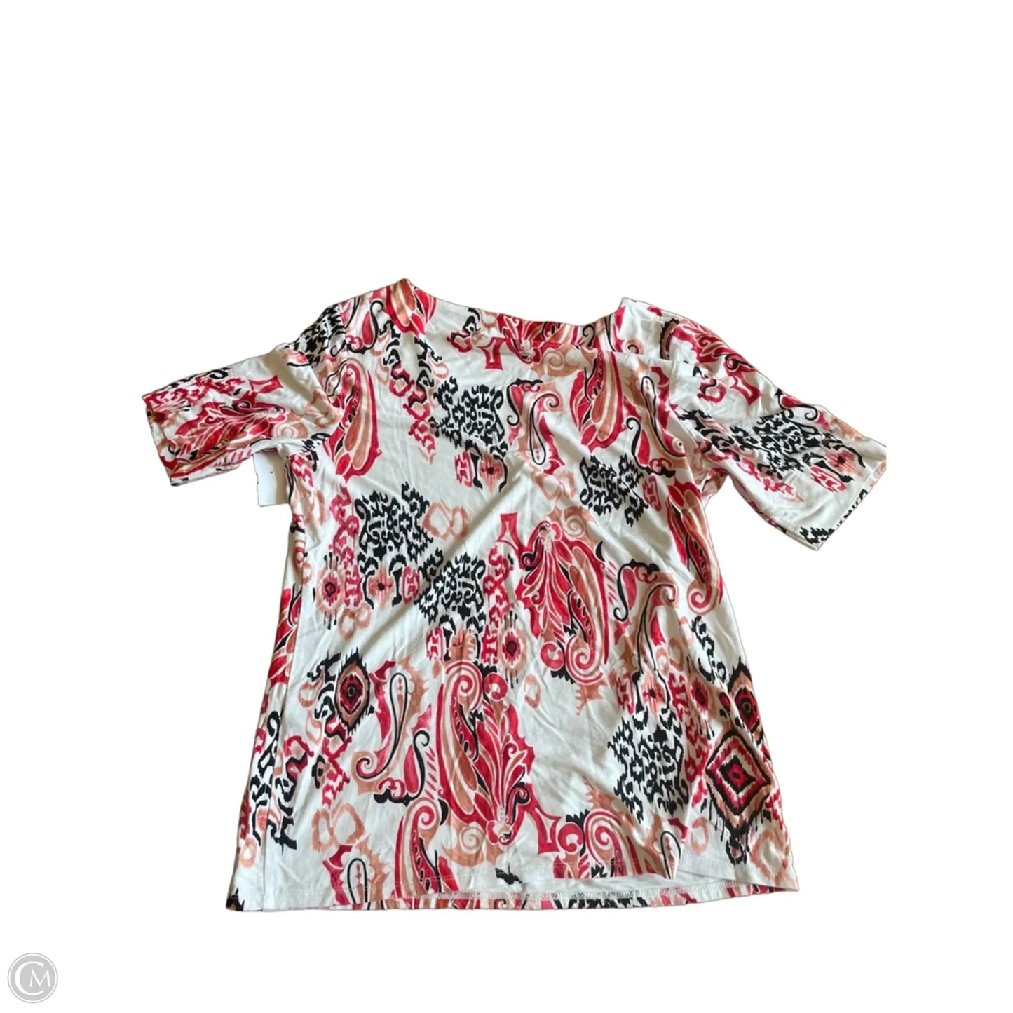 Top Short Sleeve By Chicos In Red & White, Size: M
