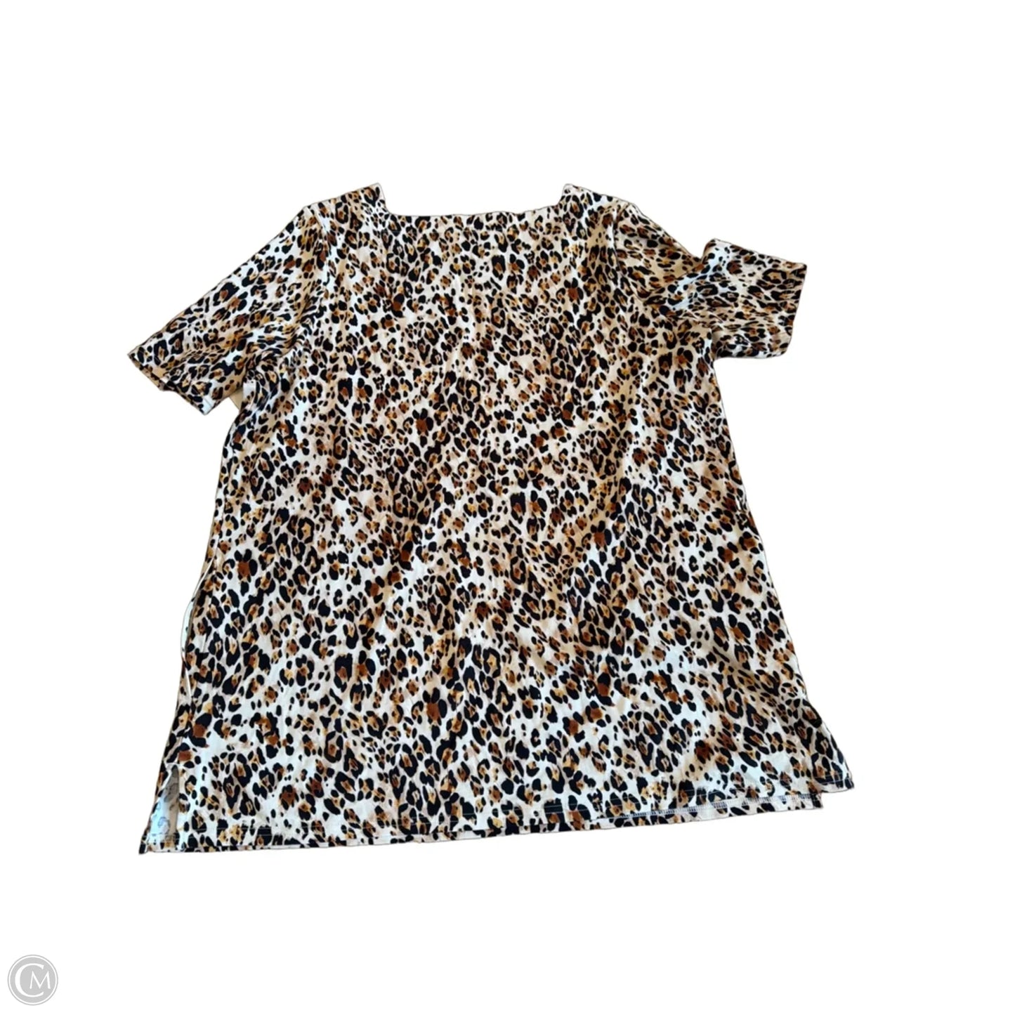Top Short Sleeve By Chicos In Leopard Print, Size: L