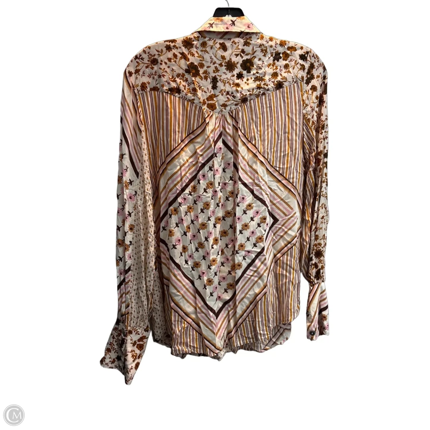 Blouse Long Sleeve By Free People In Floral Print, Size: M