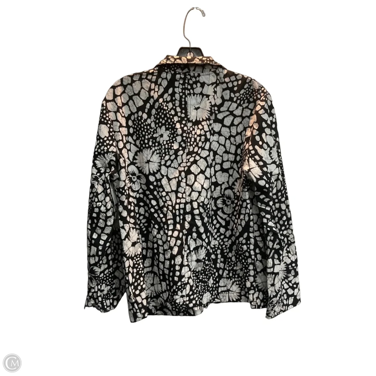 Jacket Shirt By Chicos In Black & Cream, Size: S