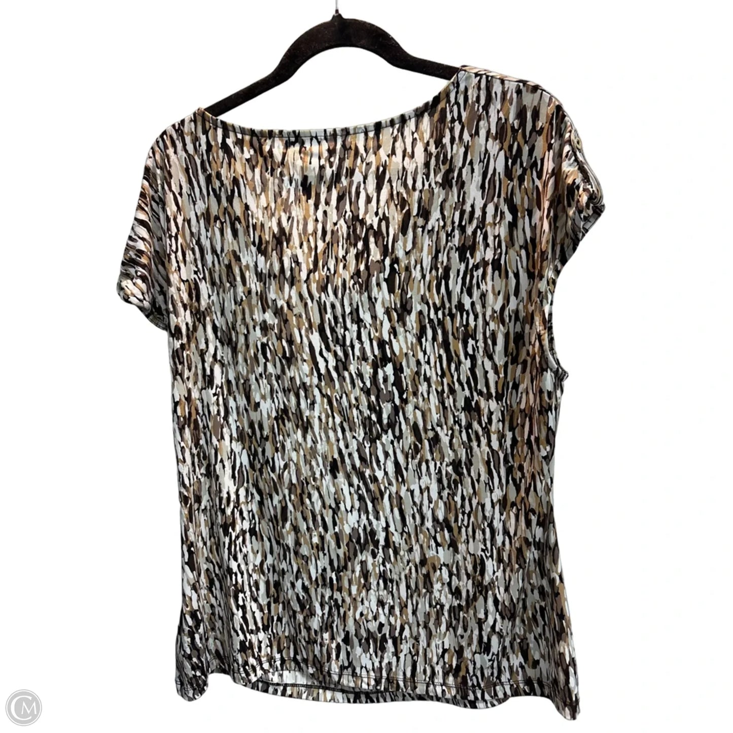 Top Short Sleeve By Liz Claiborne In Animal Print, Size: Xl