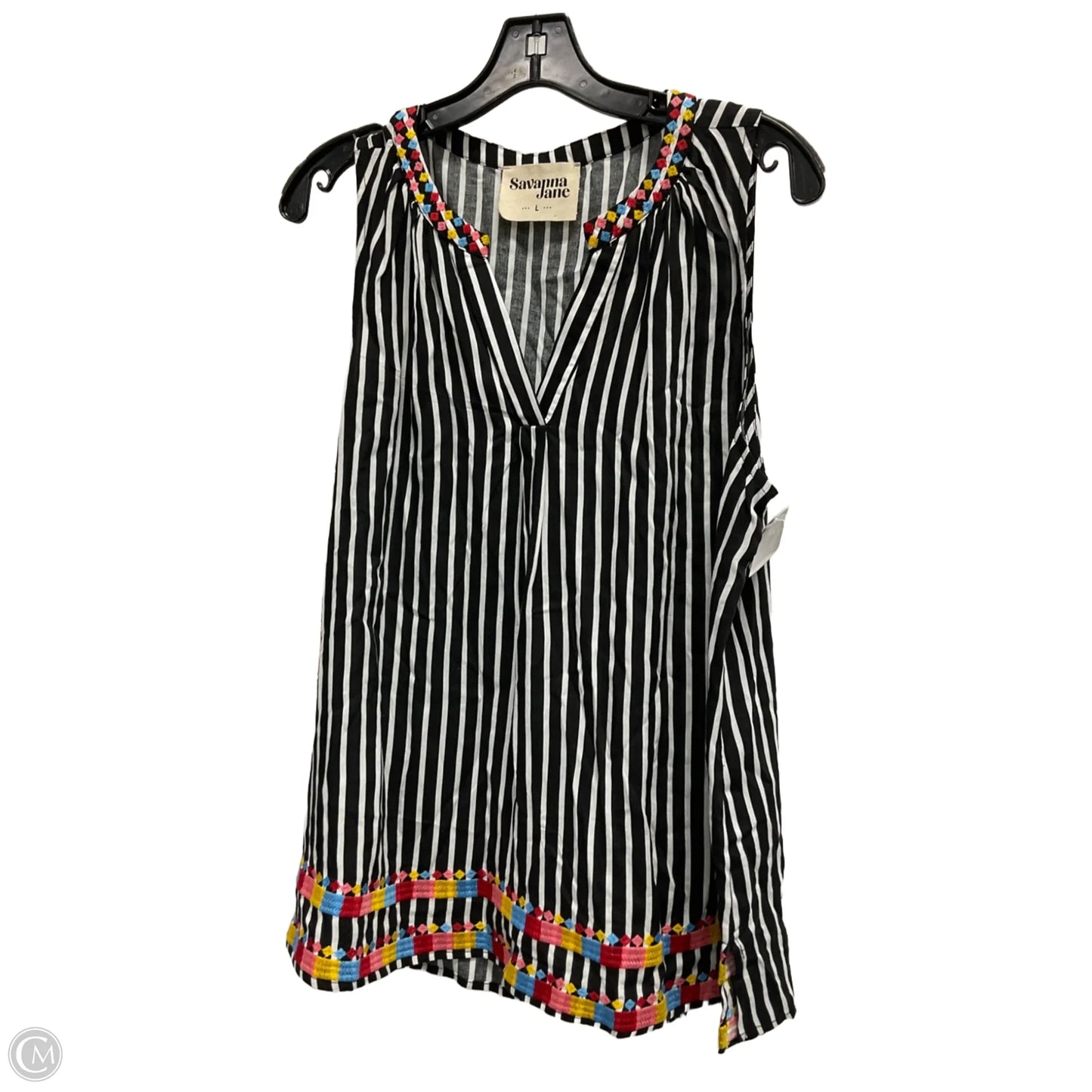 Top 2pc 3/4 Sleeve By Savanna Jane In Striped Pattern, Size: L
