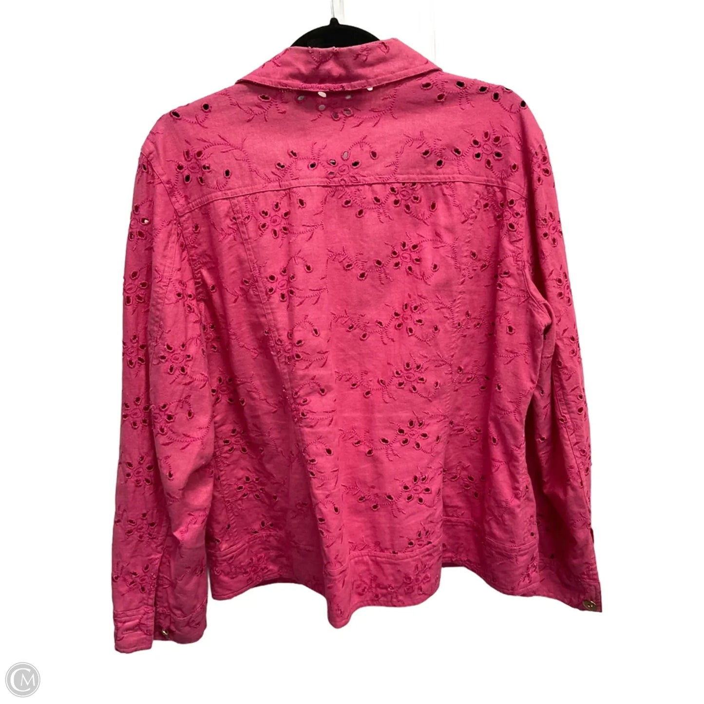 Jacket Denim By Chicos In Pink, Size: Xl