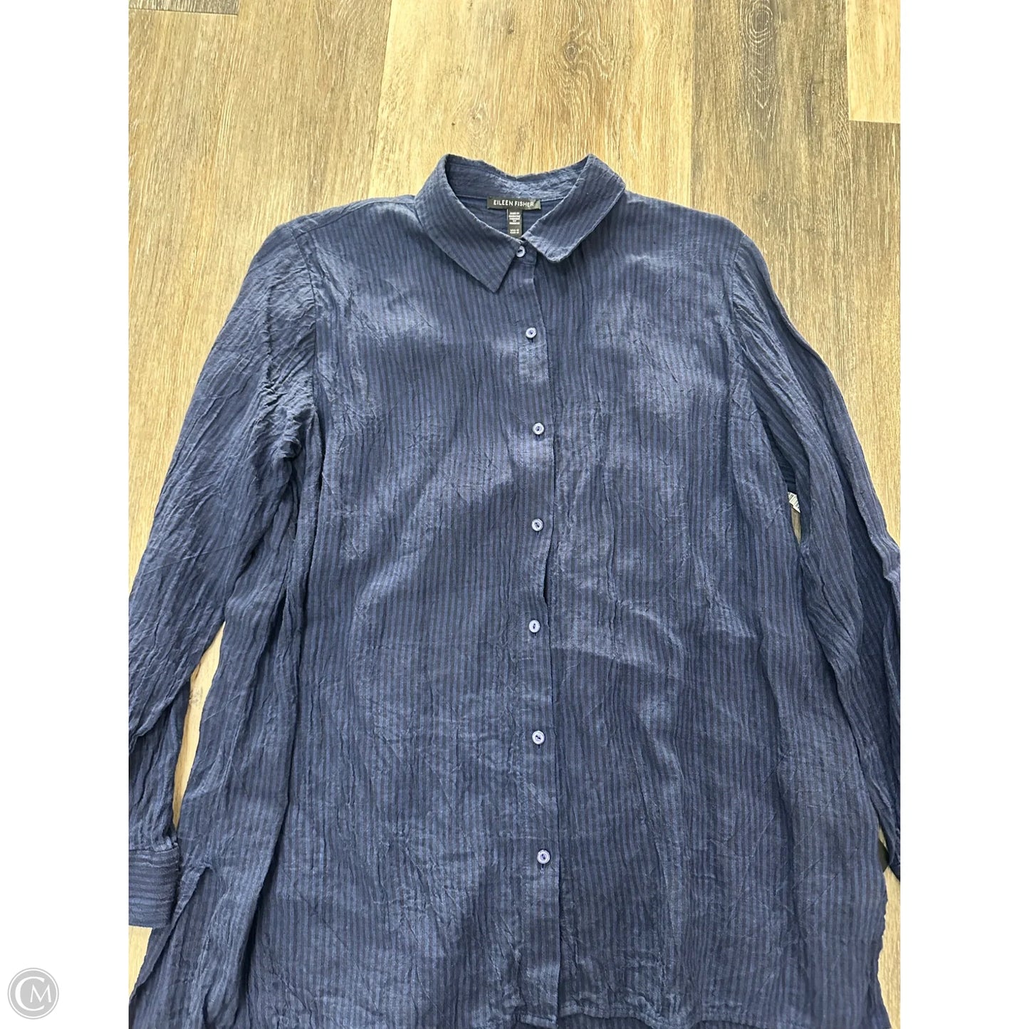 Blouse Long Sleeve By Eileen Fisher In Navy, Size: M