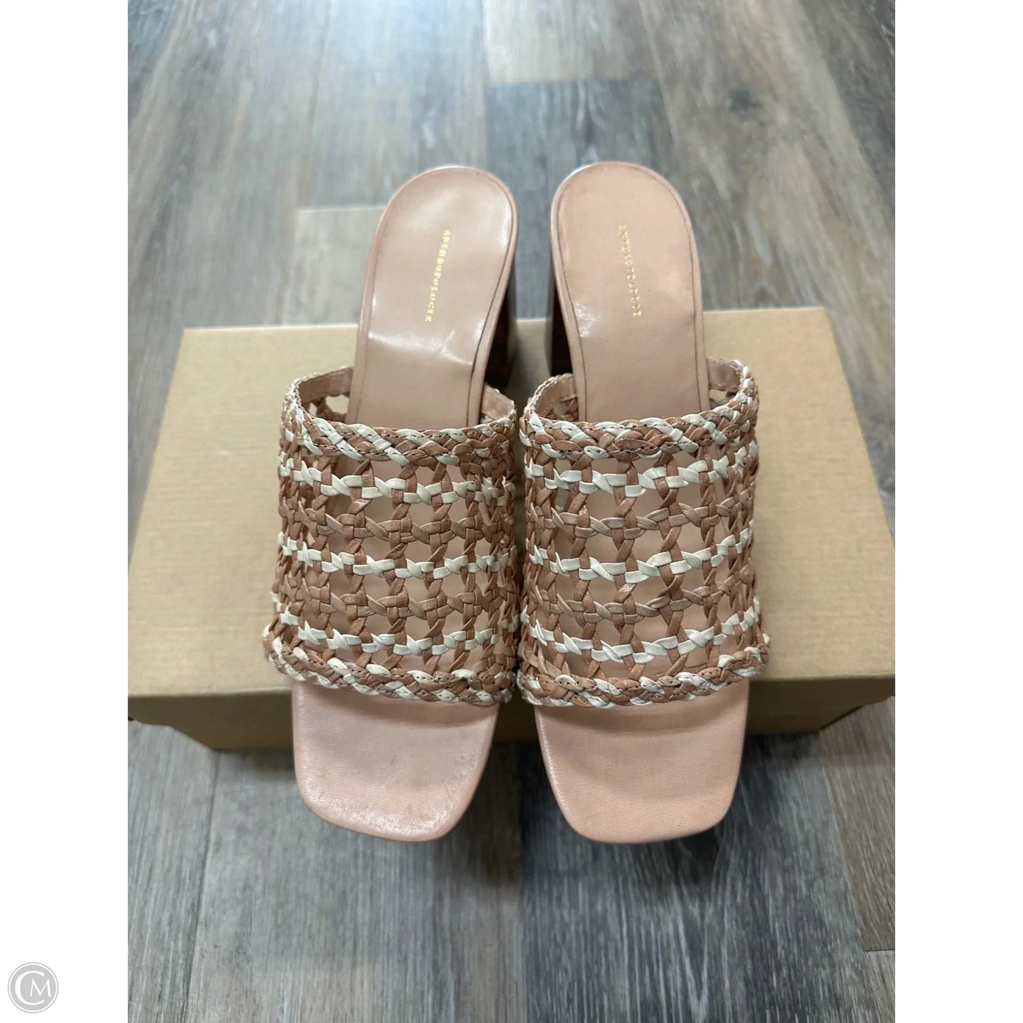 Sandals Heels Block By Anthropologie In Tan, Size: 10