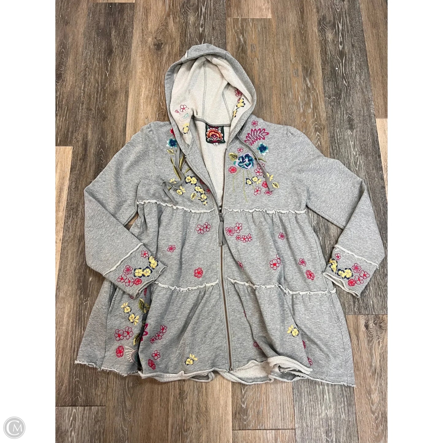 Sweatshirt Designer By Johnny Was In Grey, Size: M