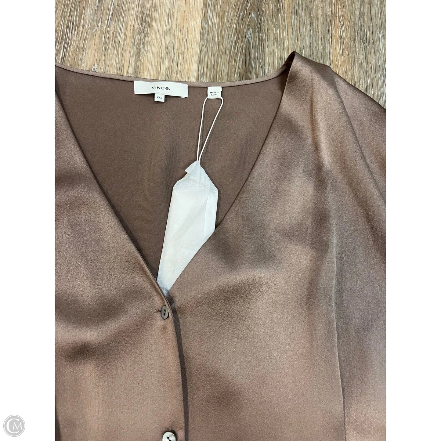 Blouse Long Sleeve By Vince In Taupe, Size: Xxl