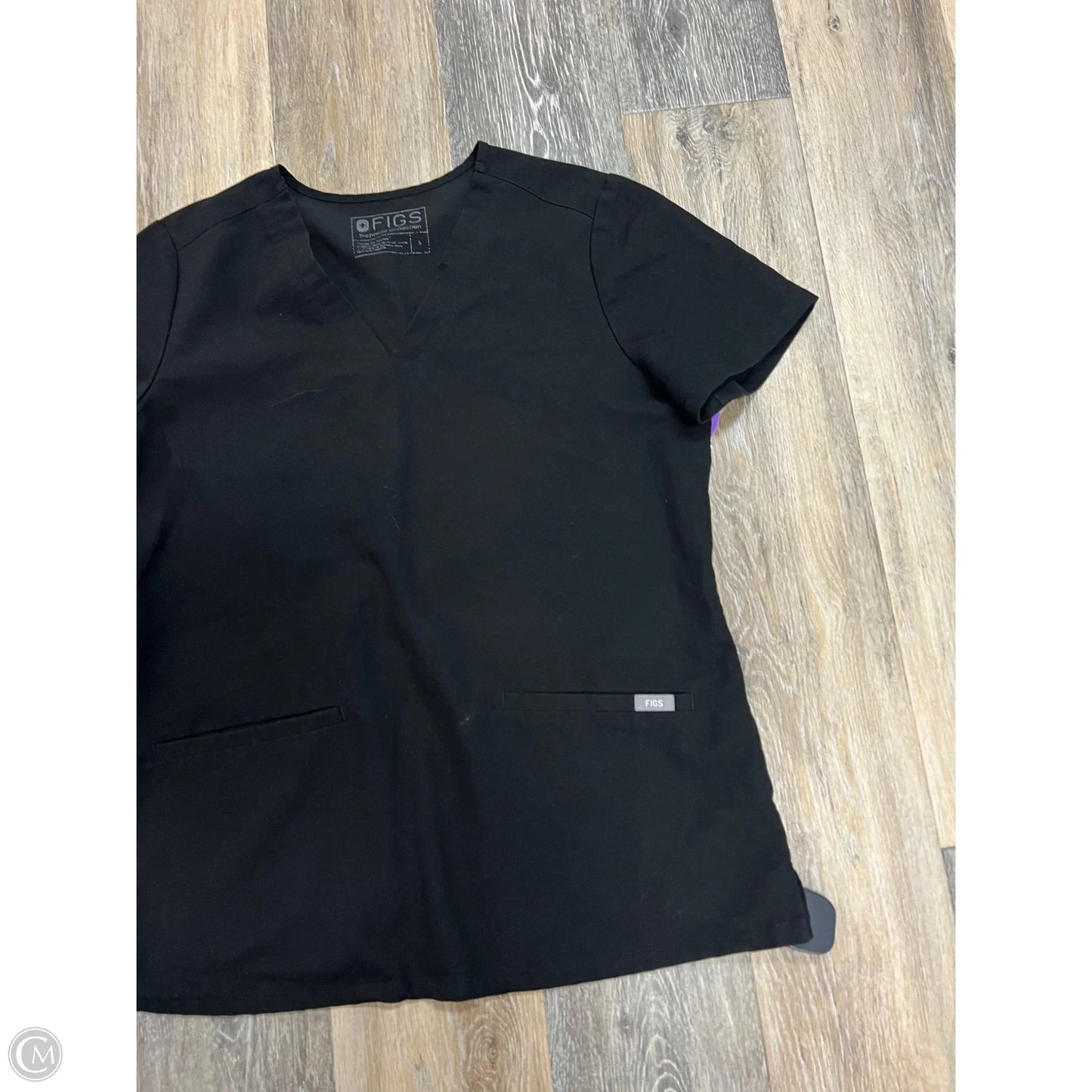 Scrub Top Short Sleeve By Figs In Black, Size: S