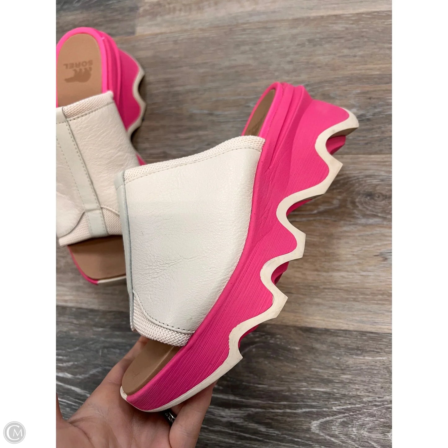 Sandals Heels Wedge By Sorel In Cream & Pink, Size: 6.5