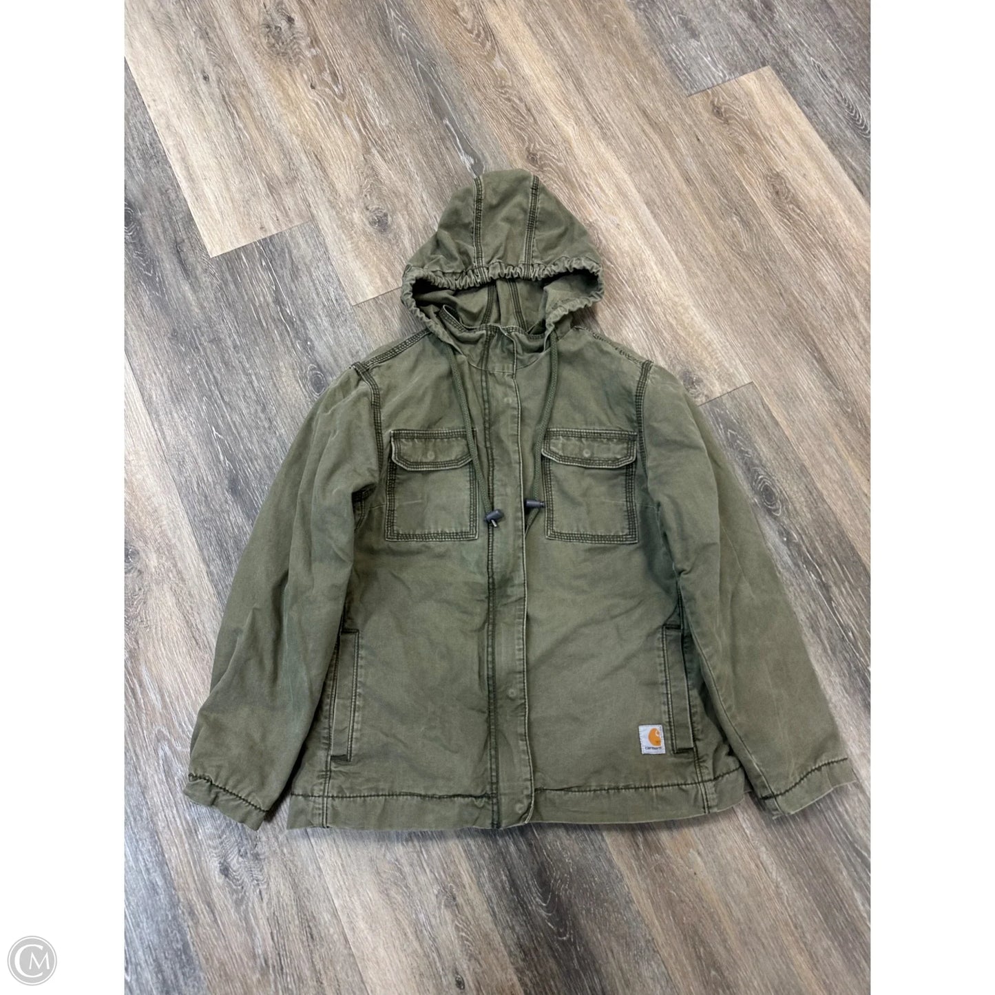 Jacket Shirt By Carhartt In Green, Size: M