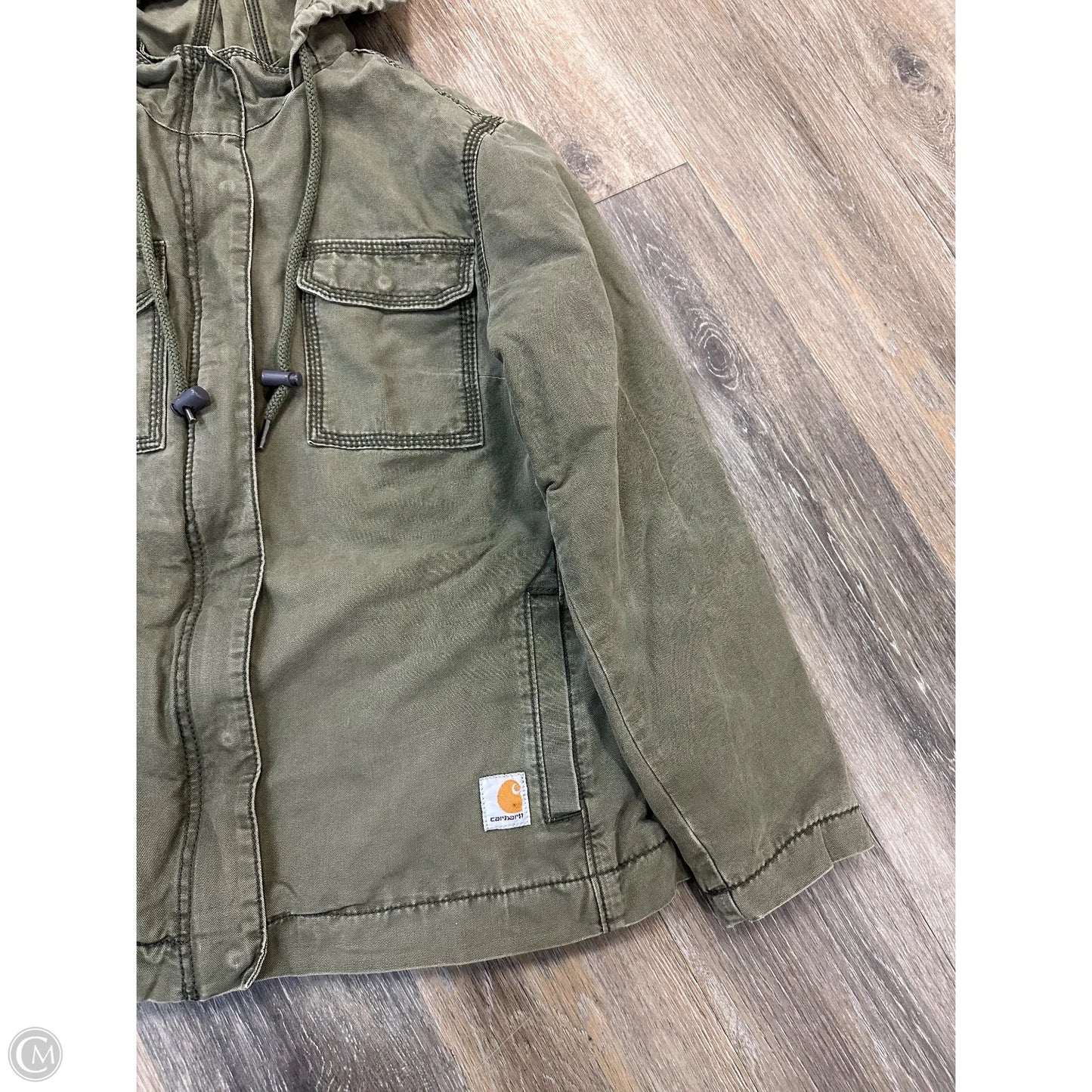 Jacket Shirt By Carhartt In Green, Size: M