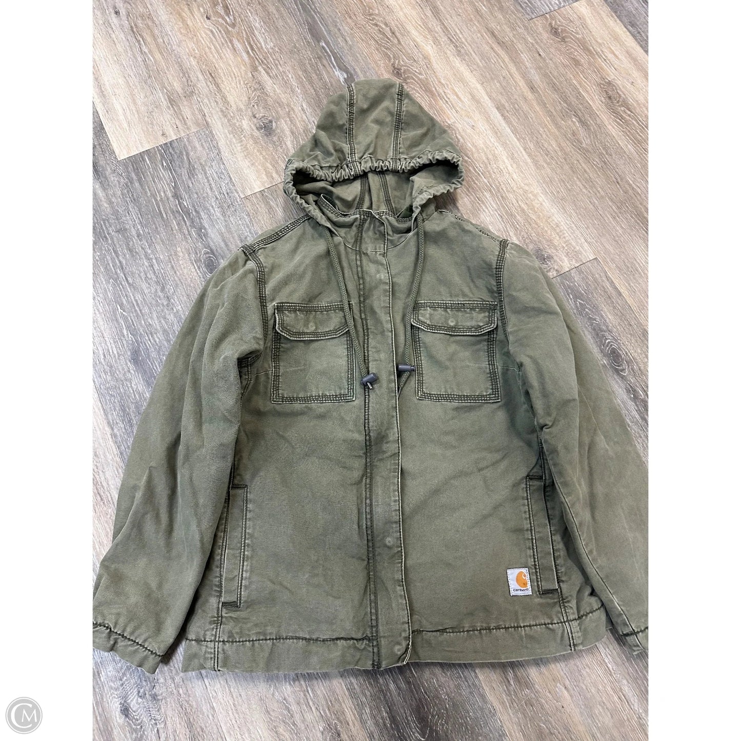 Jacket Shirt By Carhartt In Green, Size: M
