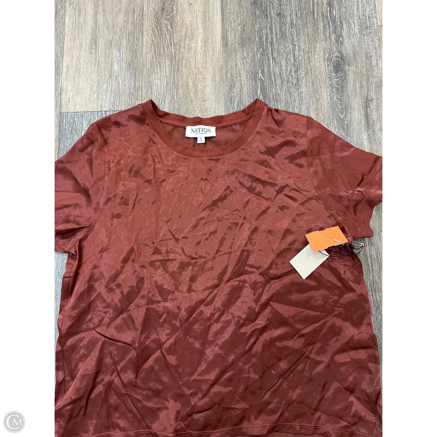 Top Short Sleeve By Nation In Brown, Size: M