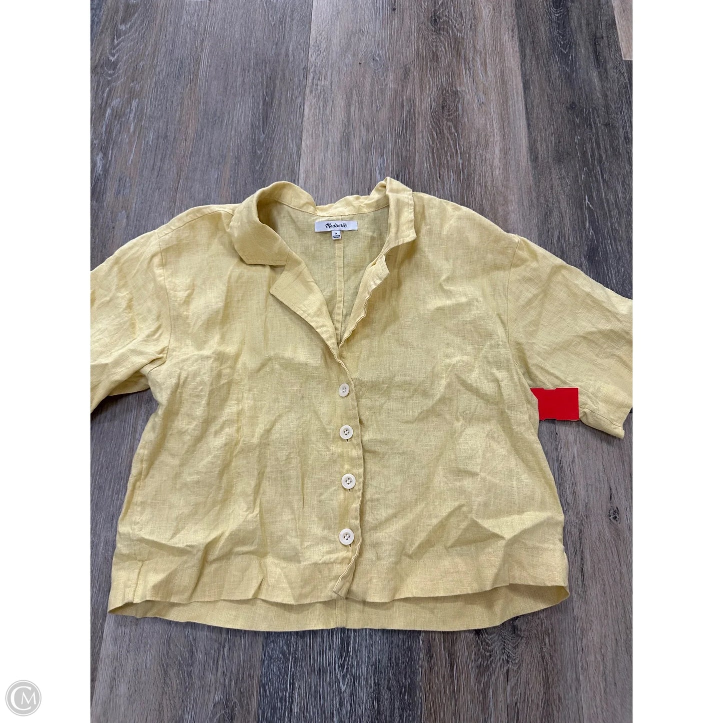 Top Short Sleeve By Madewell In Yellow, Size: M