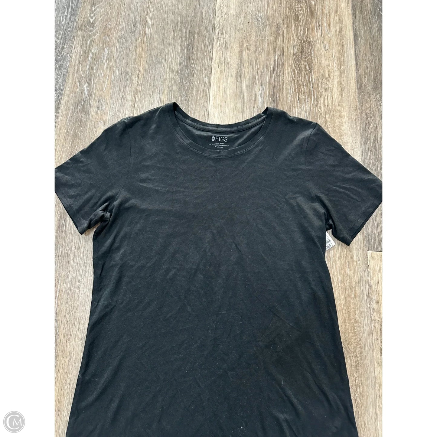 Athletic Top Short Sleeve By Figs In Black, Size: M