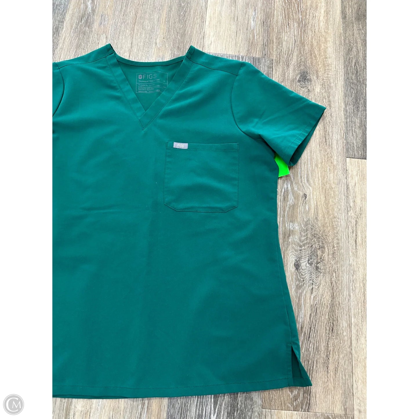 Scrub Top Short Sleeve By Figs In Green, Size: S