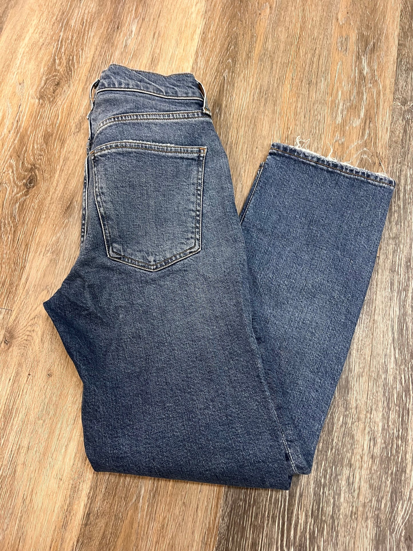 Jeans Straight By Agolde In Blue Denim, Size: 0/24