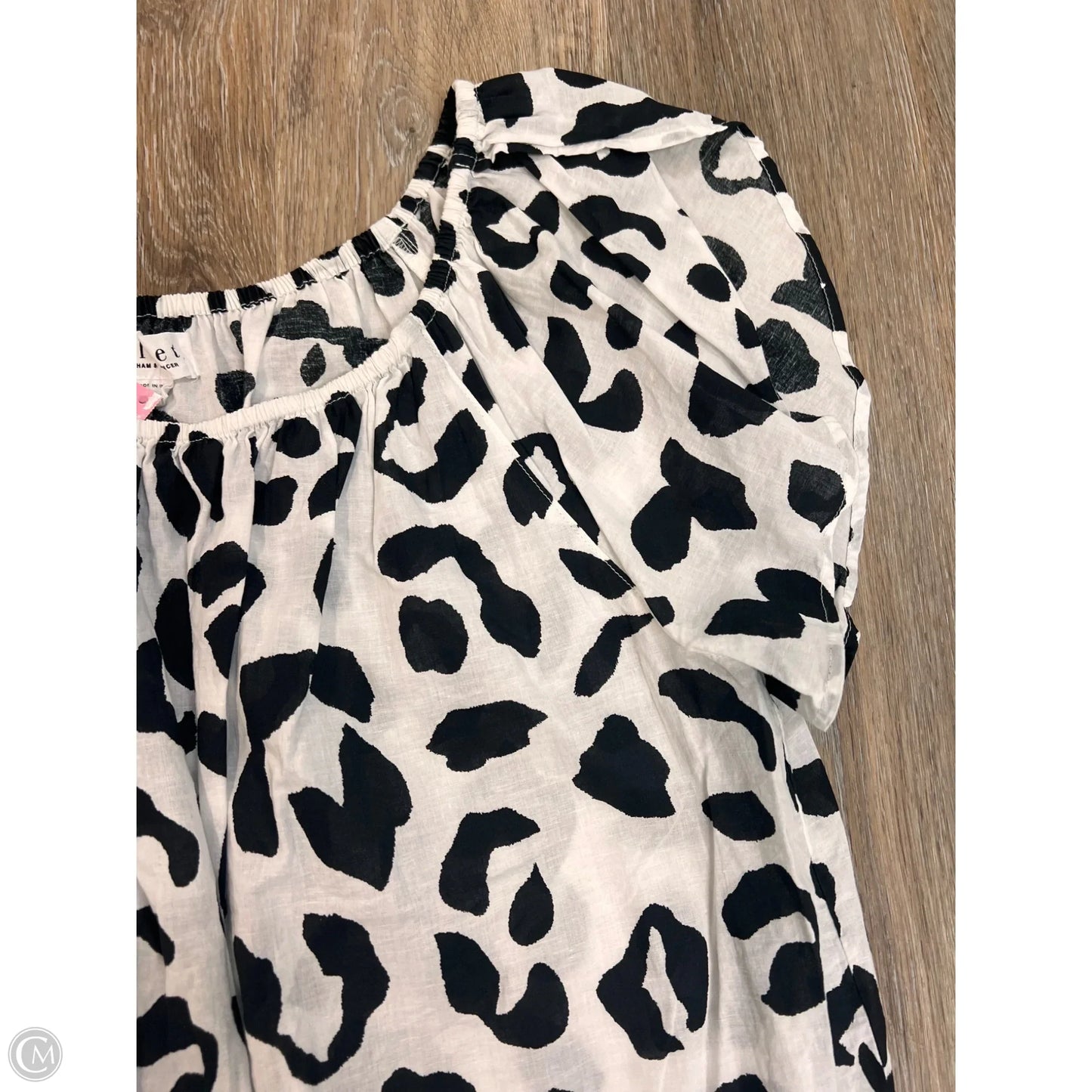 Blouse Short Sleeve By Velvet By Graham & Spencer In Black & White, Size: L