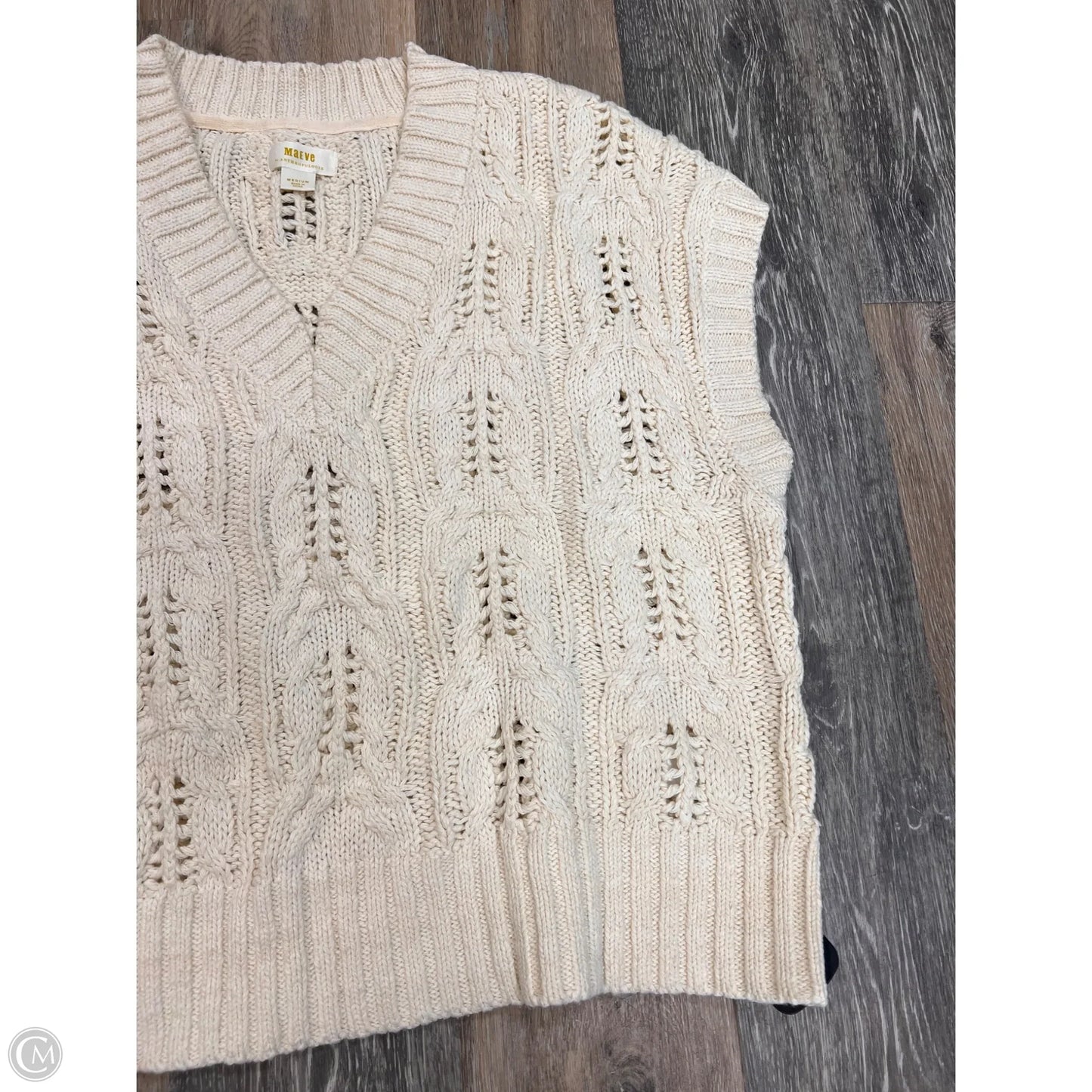 Vest Sweater By Maeve In Cream, Size: M
