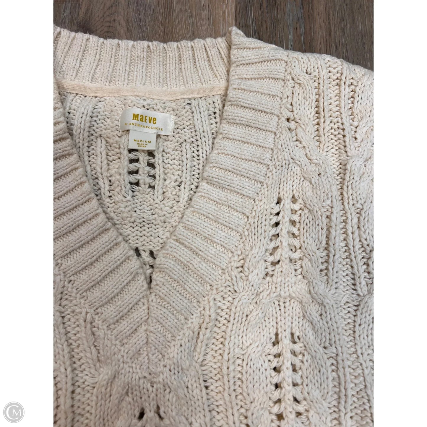 Vest Sweater By Maeve In Cream, Size: M