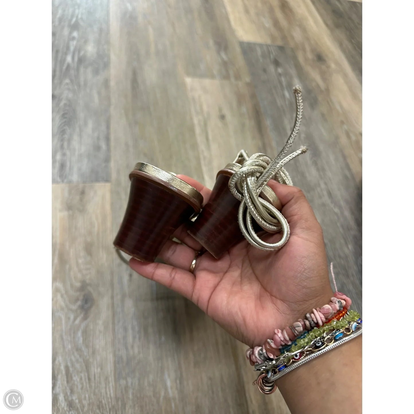 Sandals Heels Block By Madewell In Gold, Size: 9.5